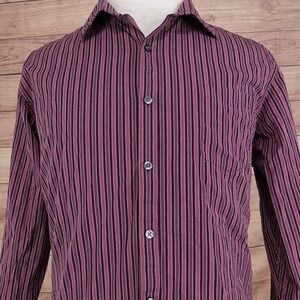 Claiborne Shirt Mens XL Purple Stripe Long Sleeve Button Up Cotton Casual